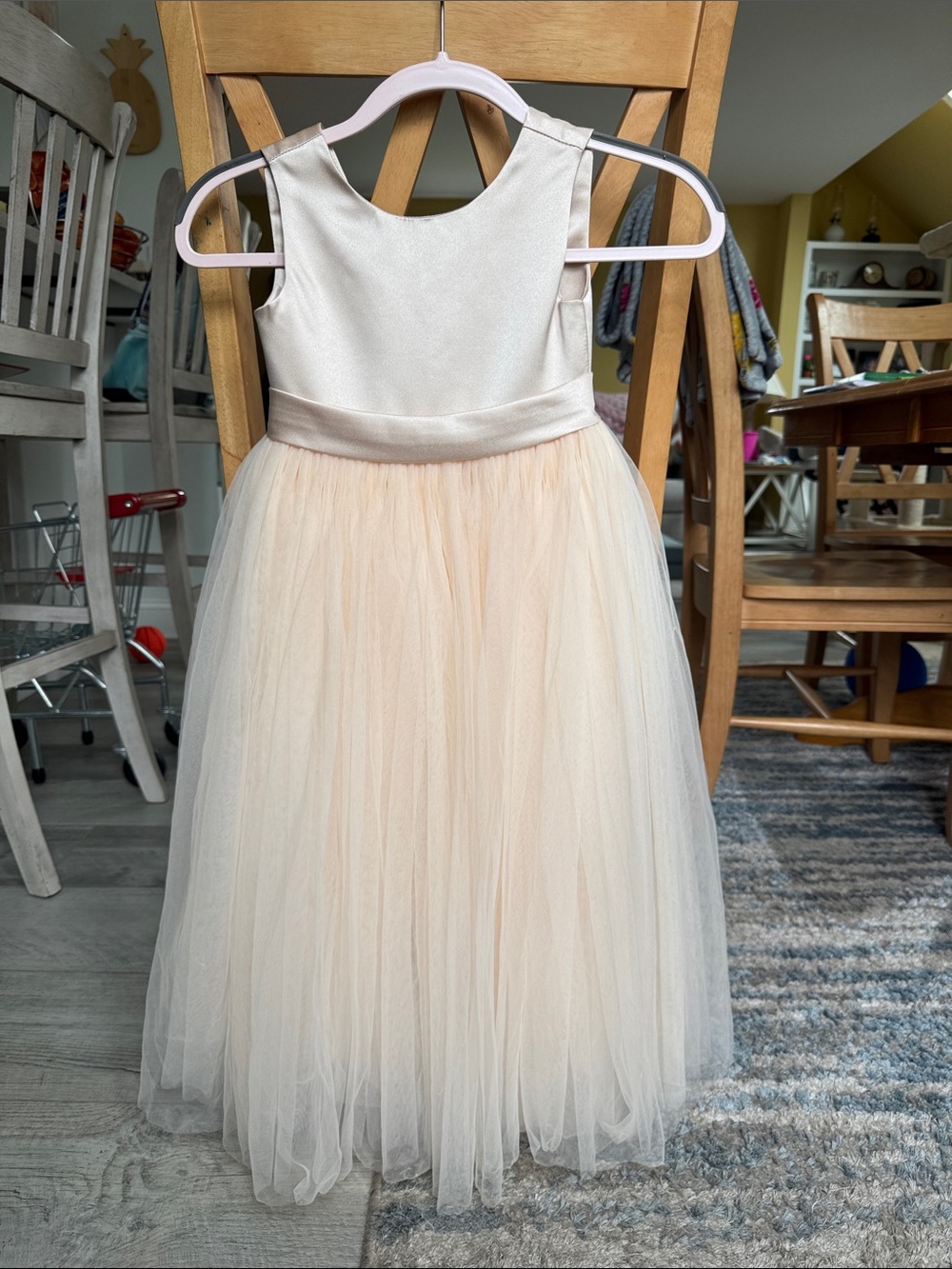Ivory and Blush Tulle Flower Girl Dress